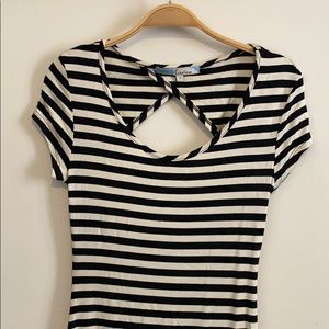 Black and white striped dress